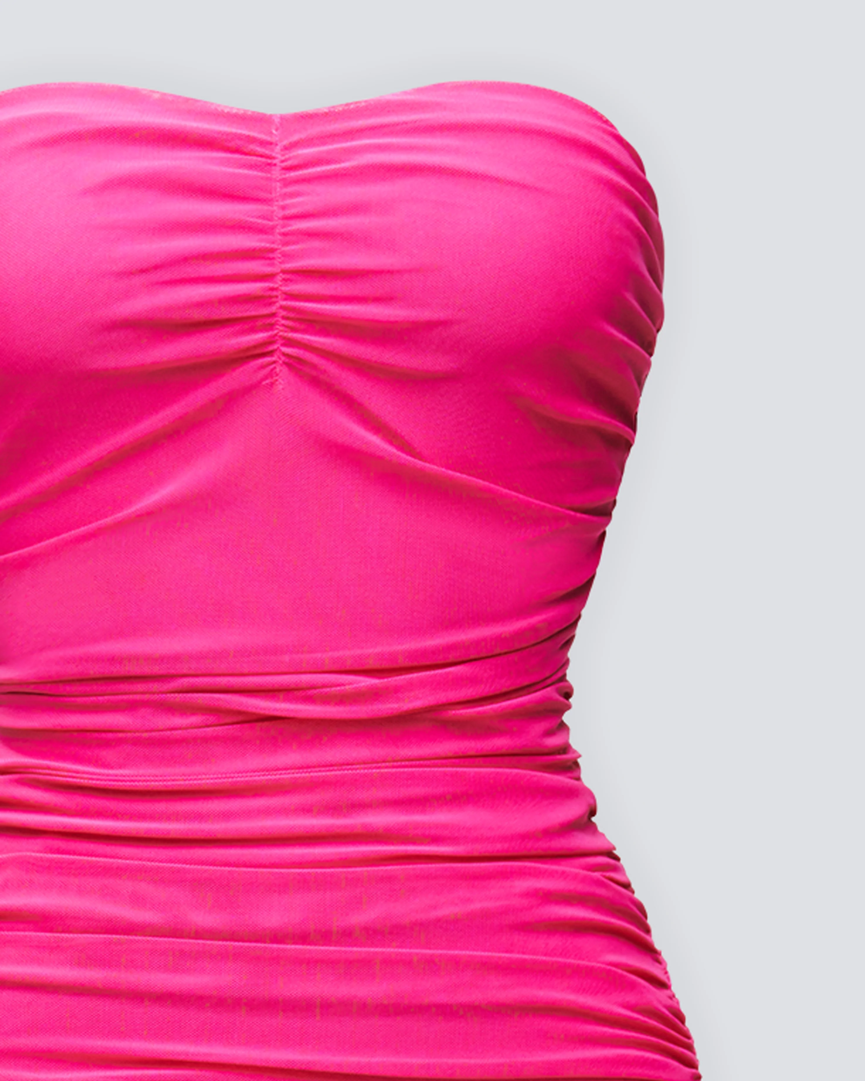 Zea Pink Ruched Mesh Maxi Dress - Image 6