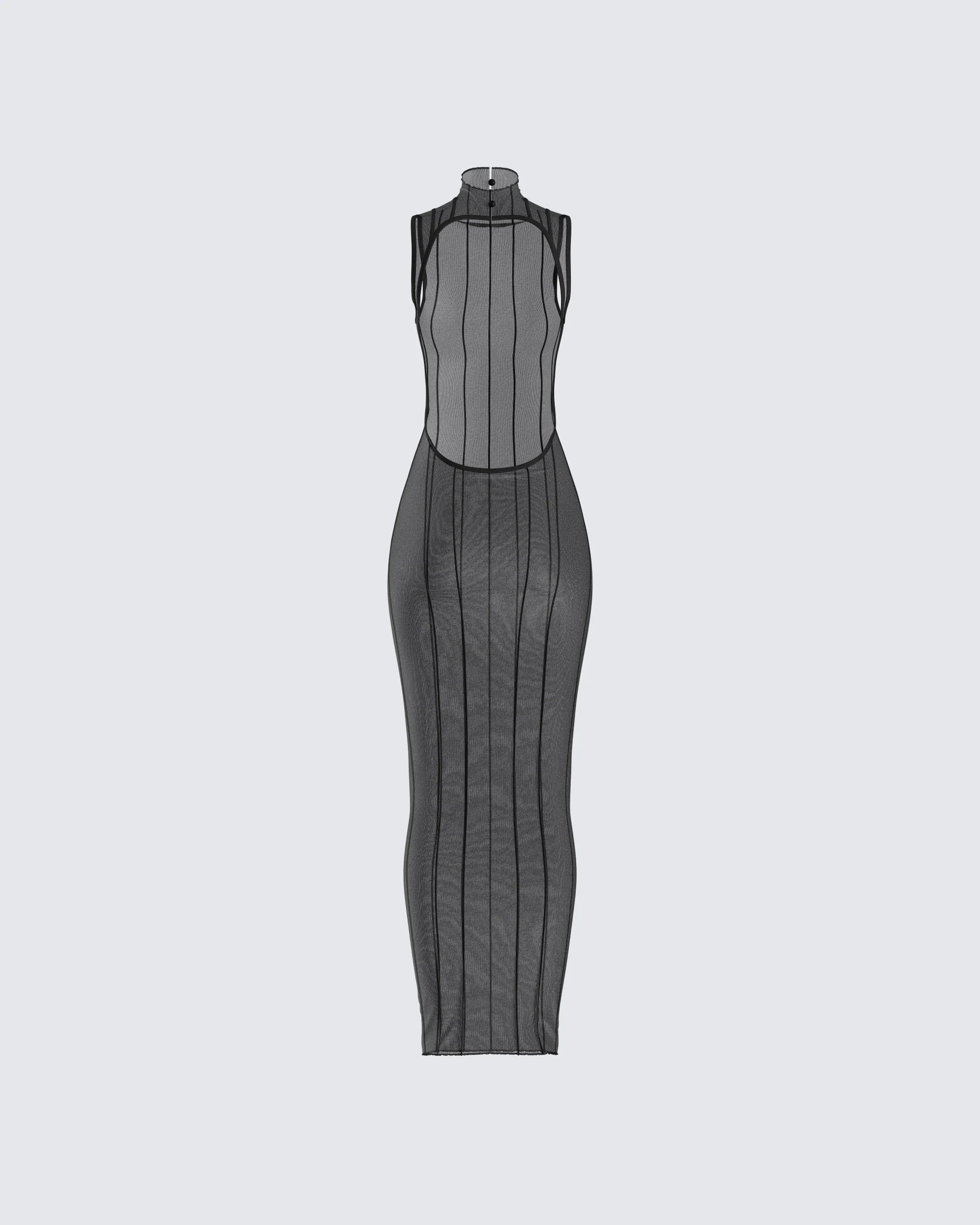 Zeal Black Mesh Bodycon Maxi Dress - Image 3