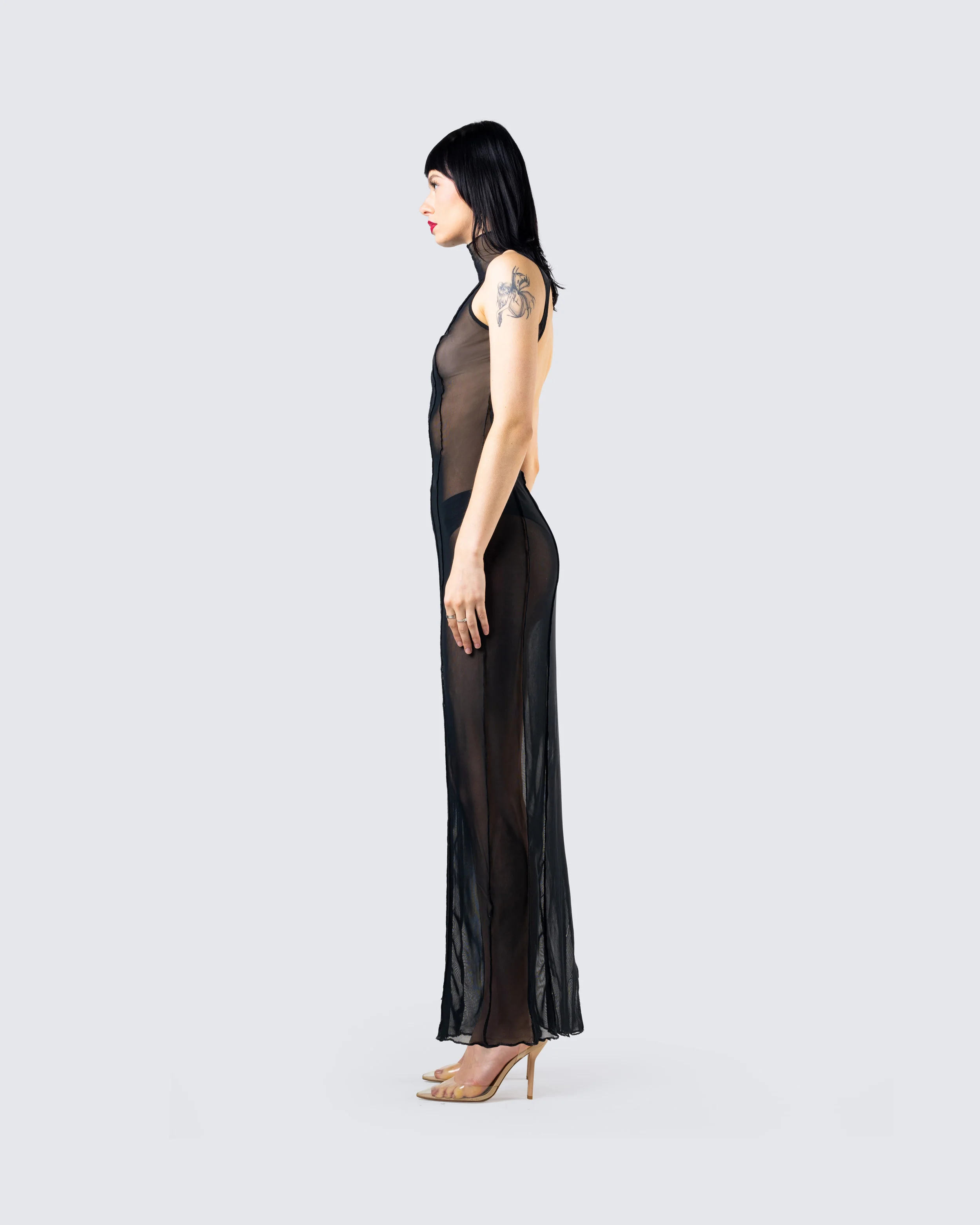 Zeal Black Mesh Bodycon Maxi Dress - Image 5