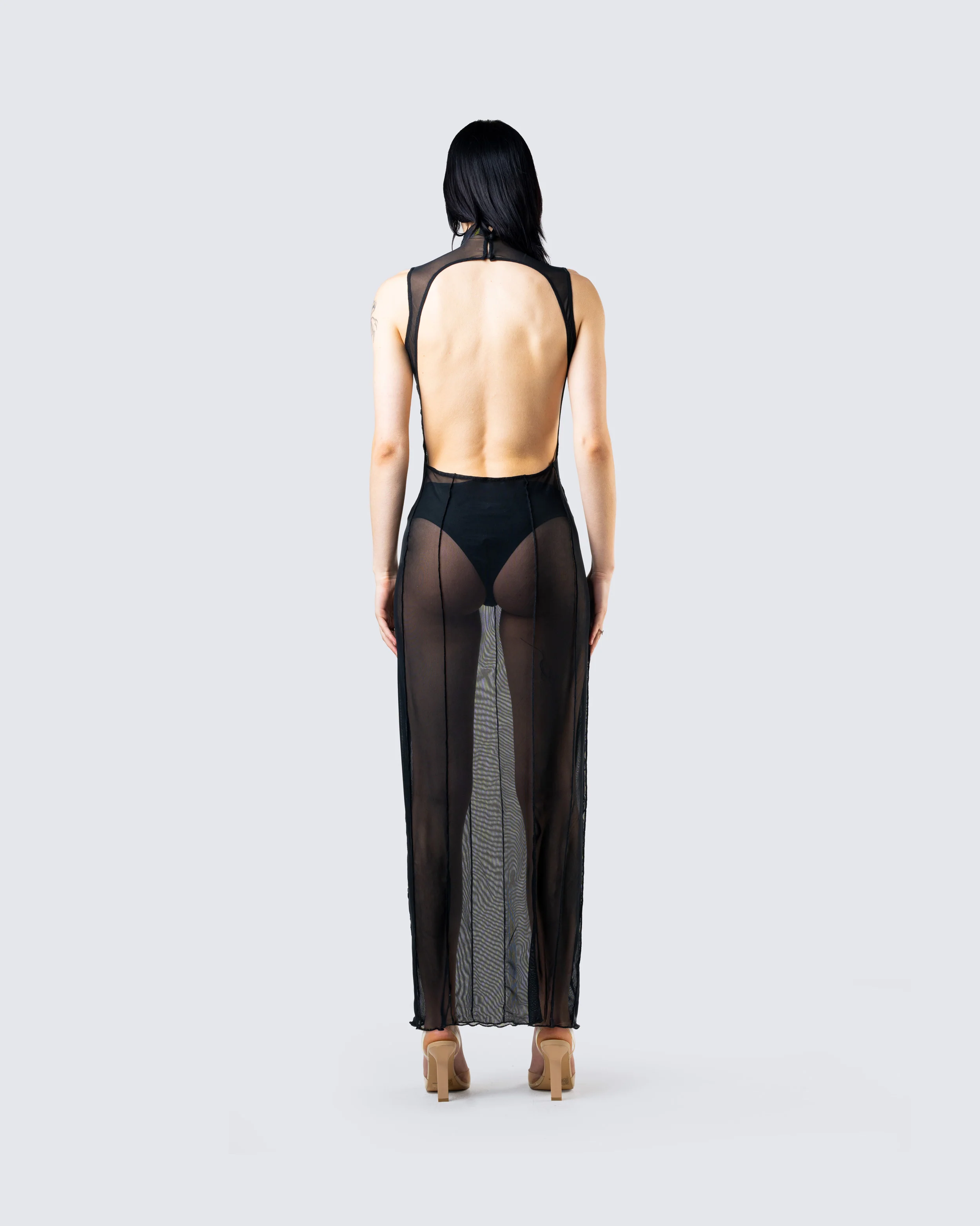 Zeal Black Mesh Bodycon Maxi Dress - Image 6