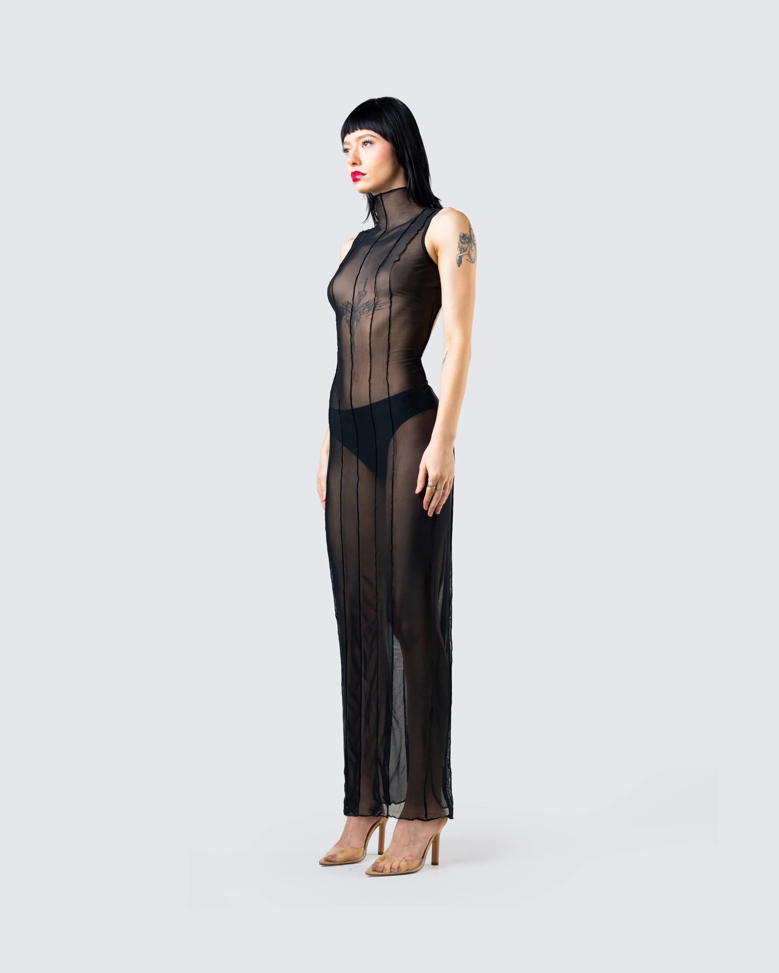Zeal Black Mesh Bodycon Maxi Dress - Image 7