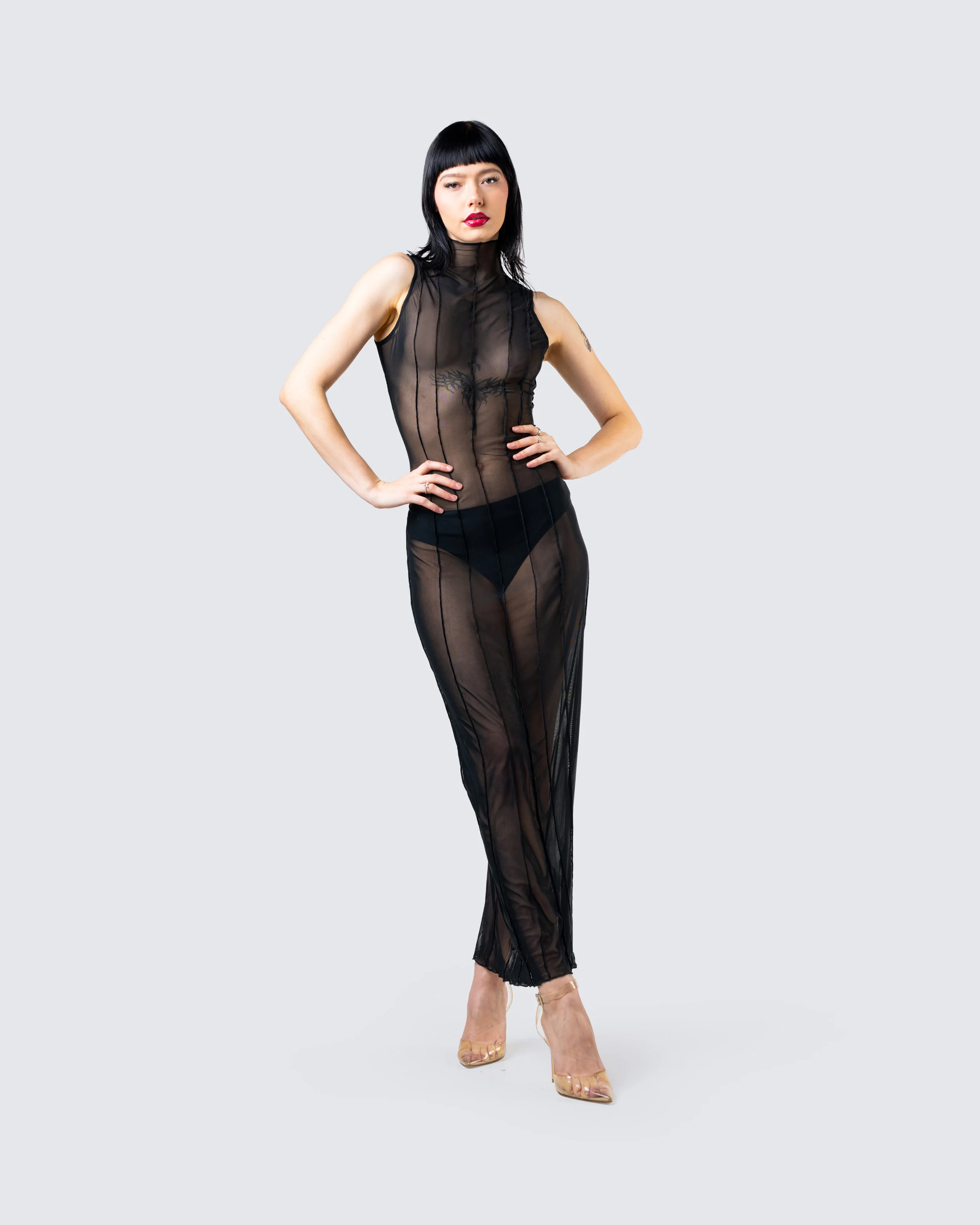Zeal Black Mesh Bodycon Maxi Dress - Image 8