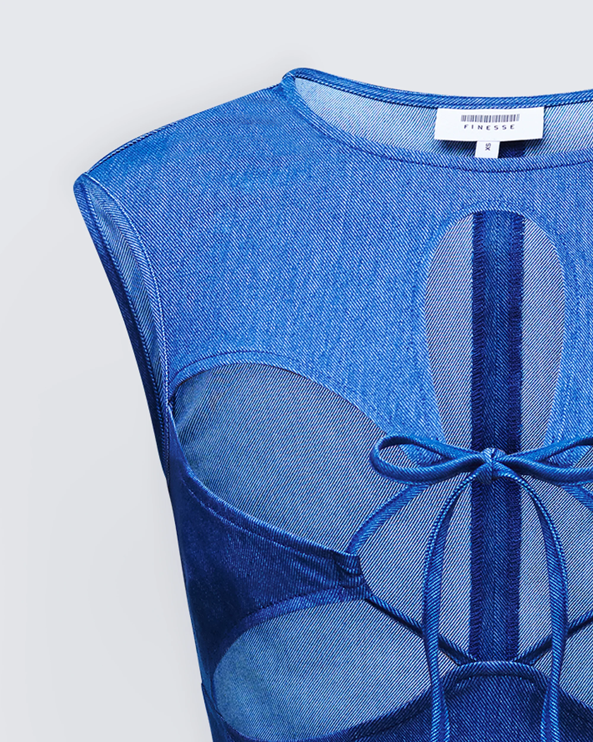 Zephyra Blue Denim Star Cutout Top - Image 6