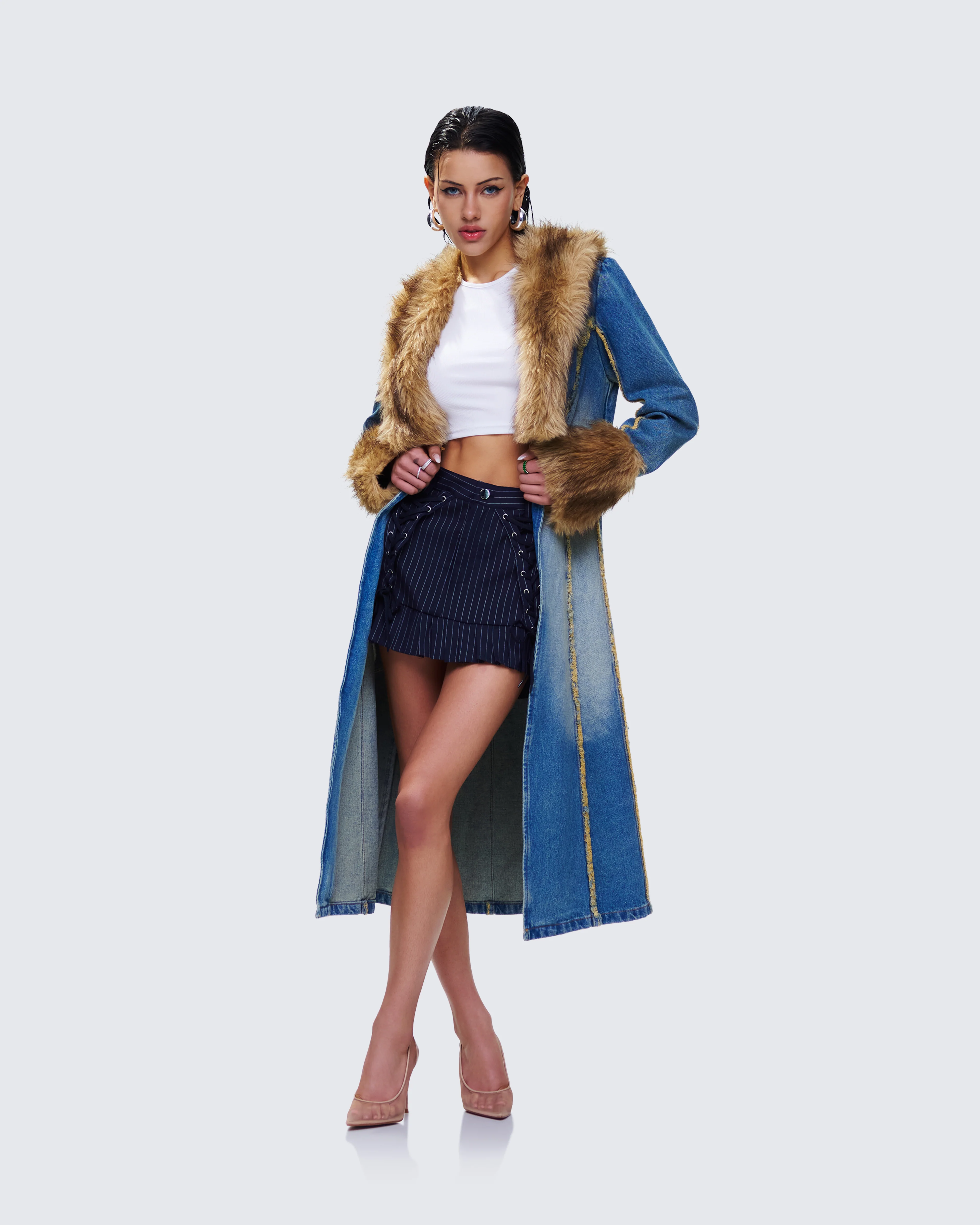 Zephyra Denim Maxi Coat - Image 3