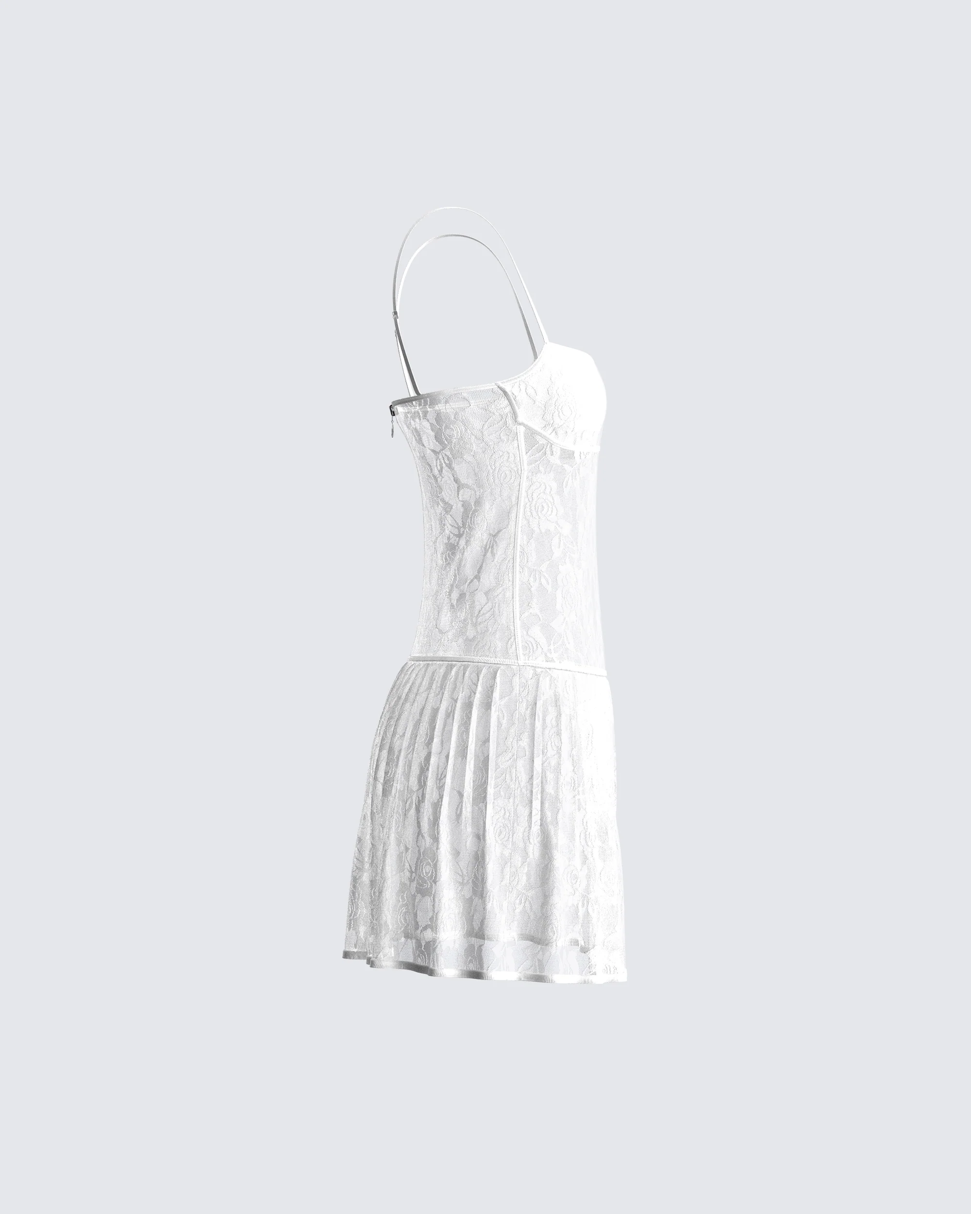 Zera White Lace Pleated Mini Dress - Image 2