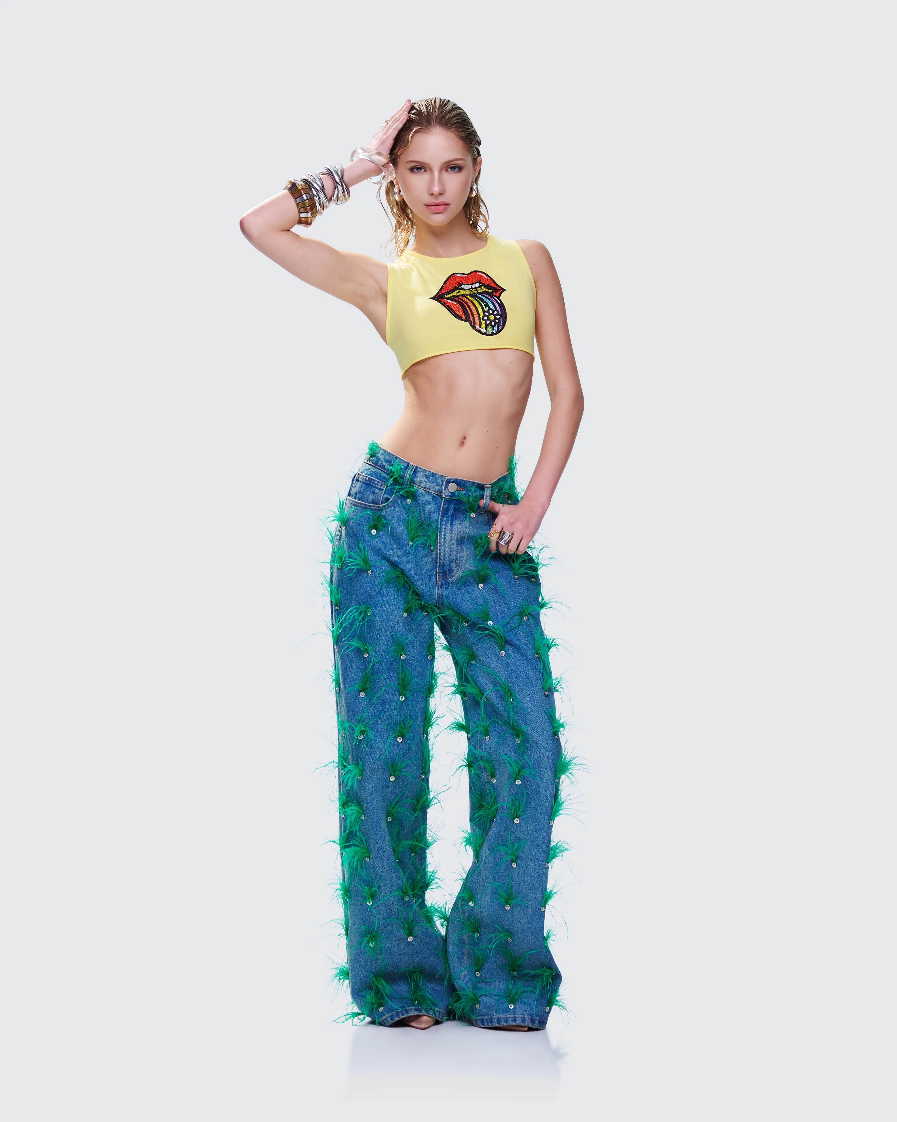 Zia Blue Denim Feather Straight Leg Pant - Image 5