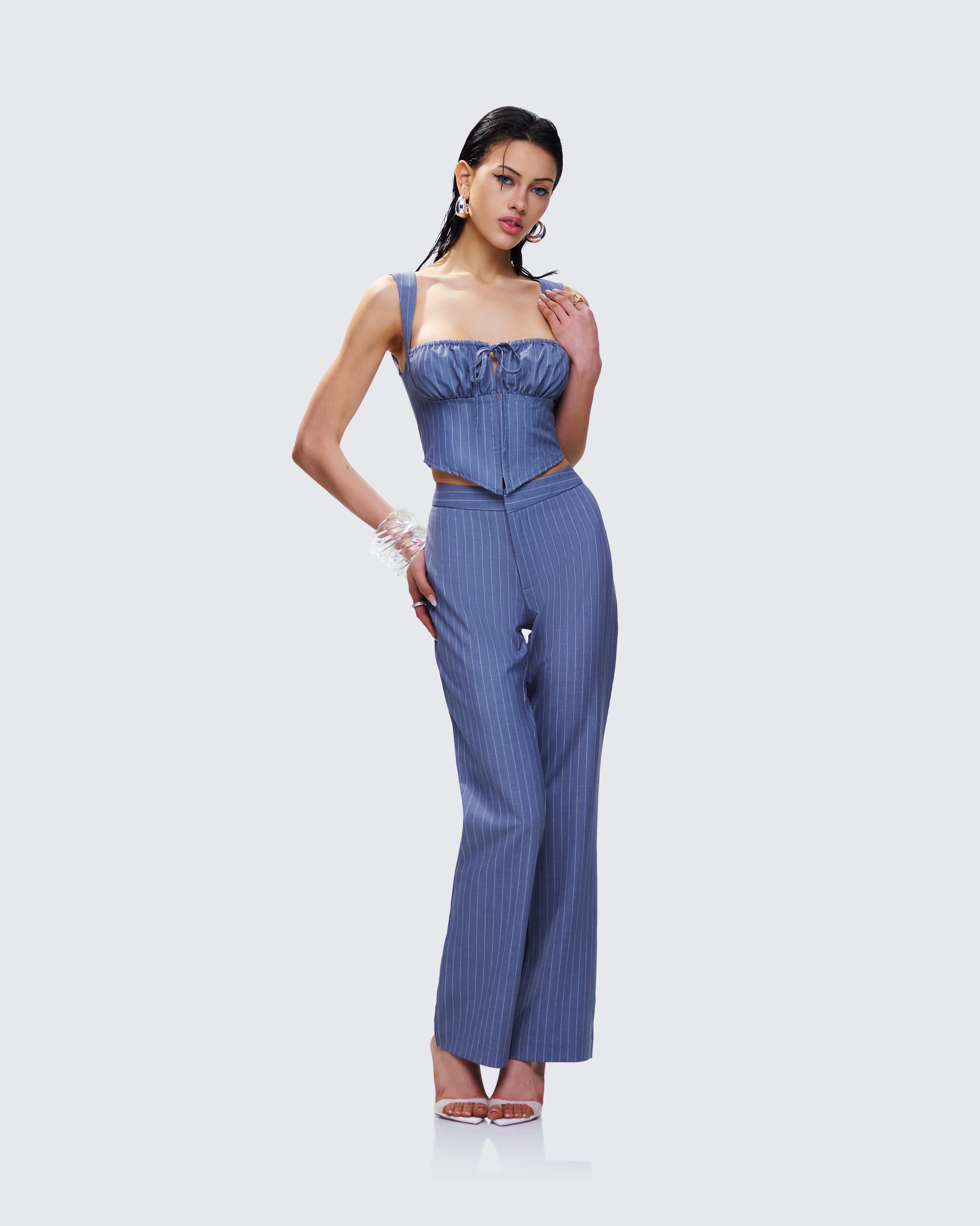 Ziva Grey Pinstripe Set - Image 4