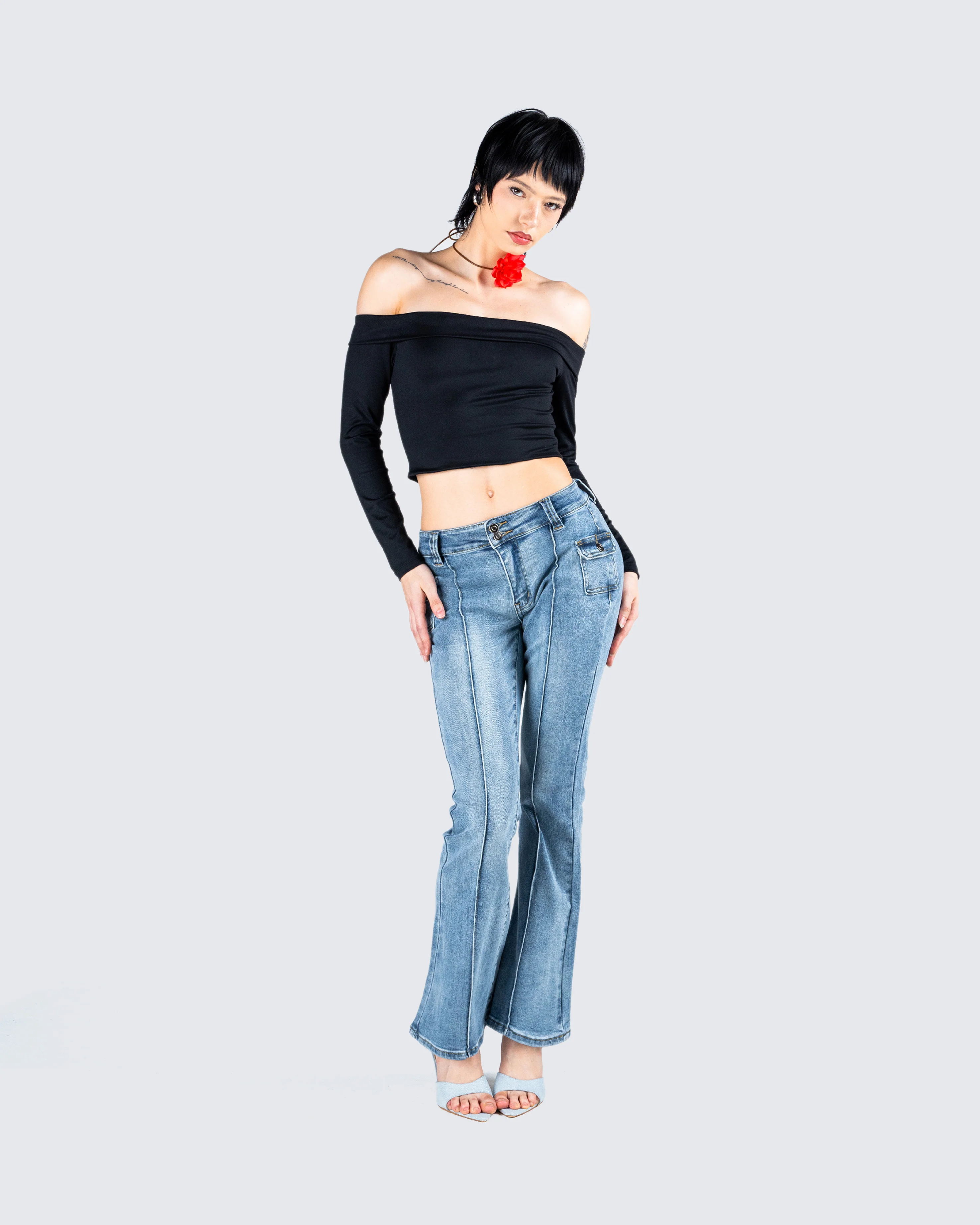 Zori Blue Flare Leg Denim Pant - Image 7