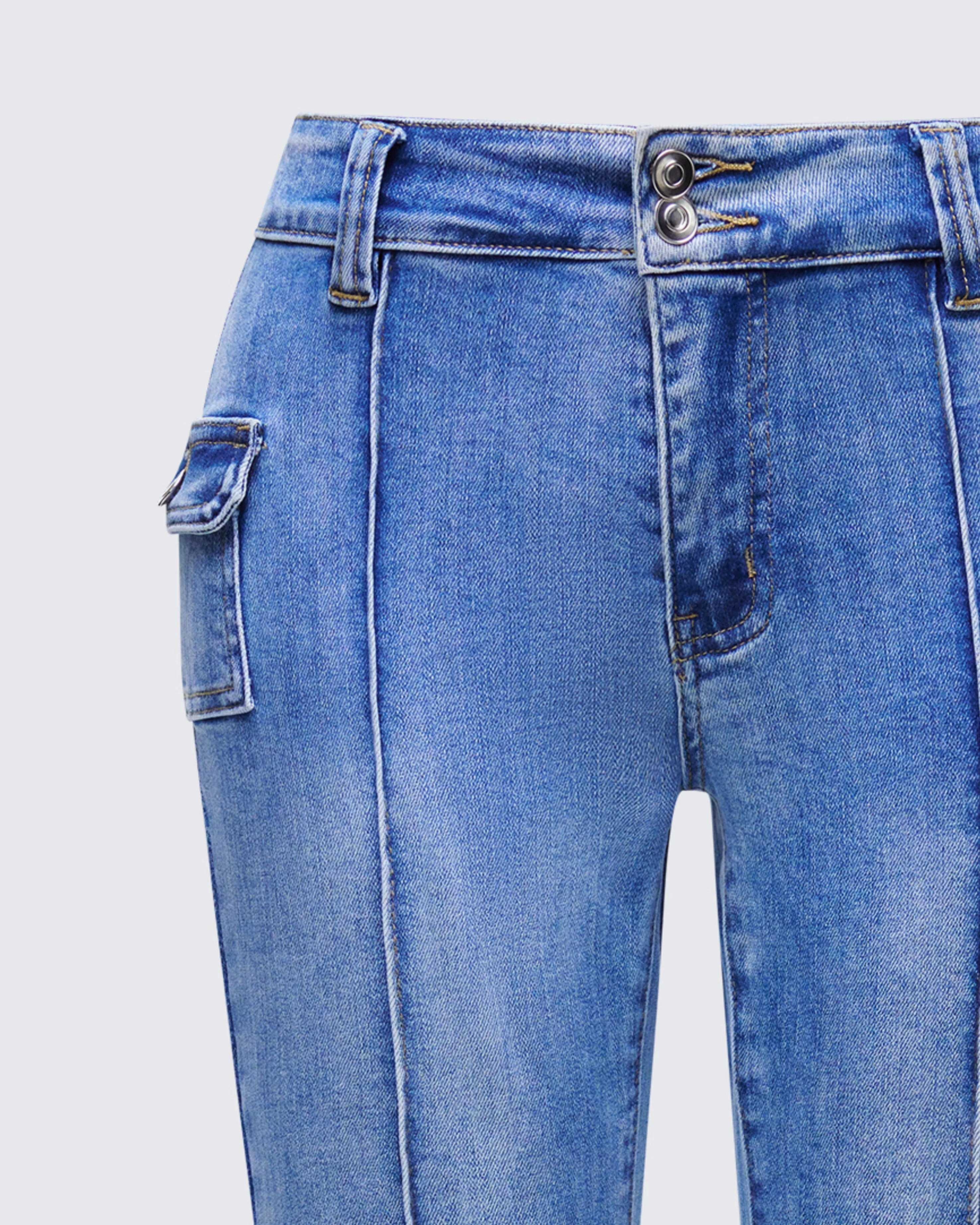 Zori Blue Flare Leg Denim Pant - Image 8