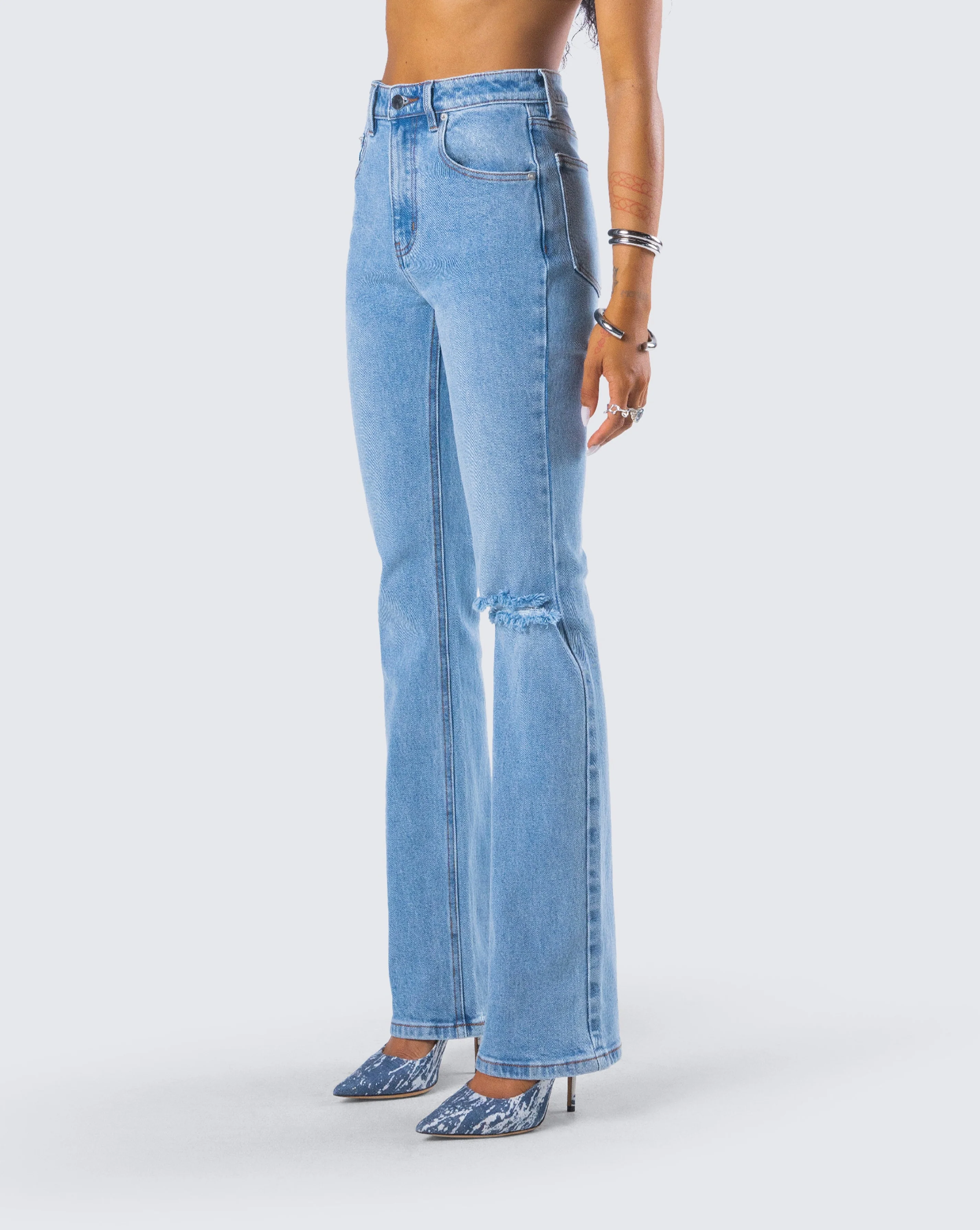 Zosia Blue Denim Ripped Jean - Image 5