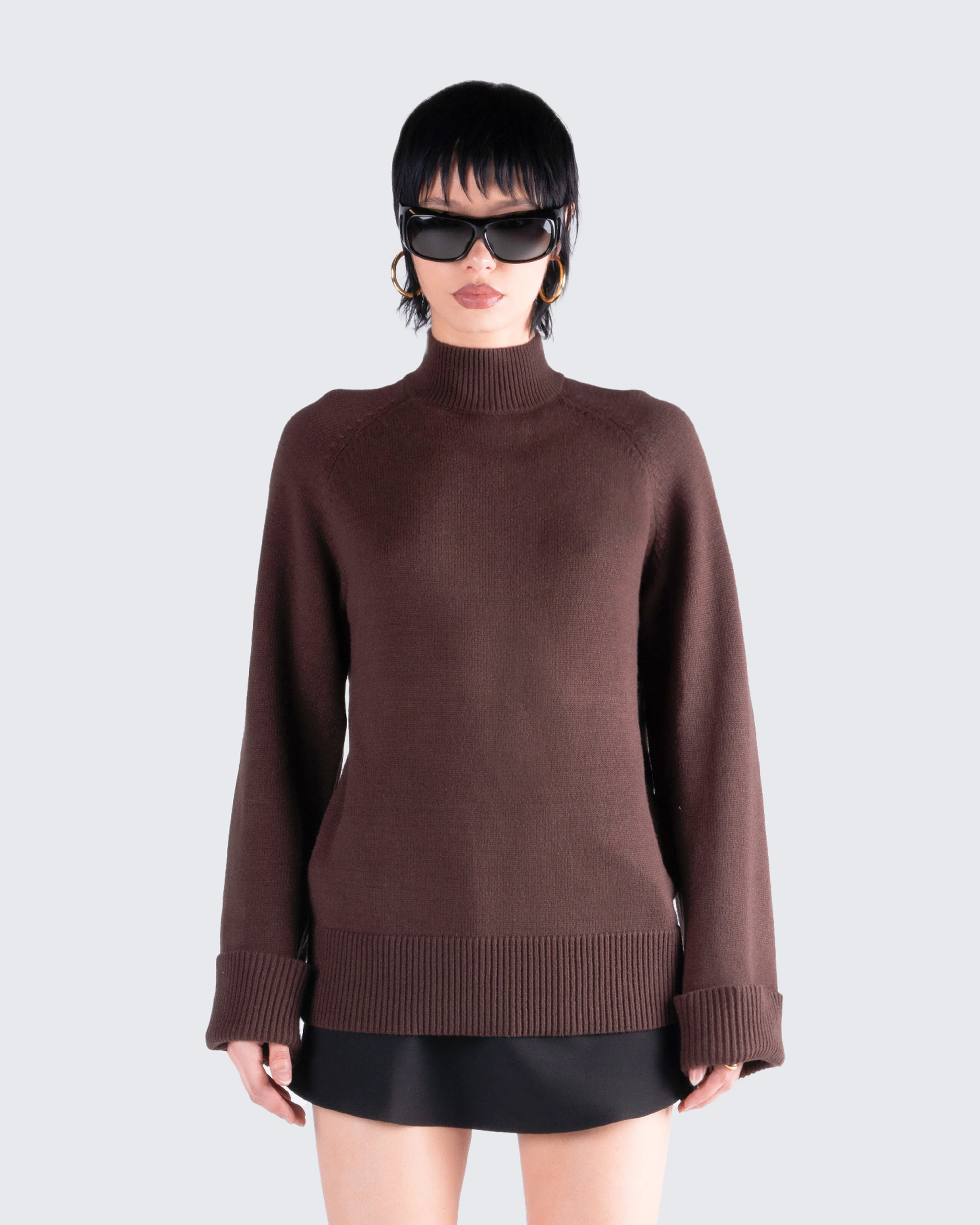 Zuri Brown Sweater Knit Top - Image 4