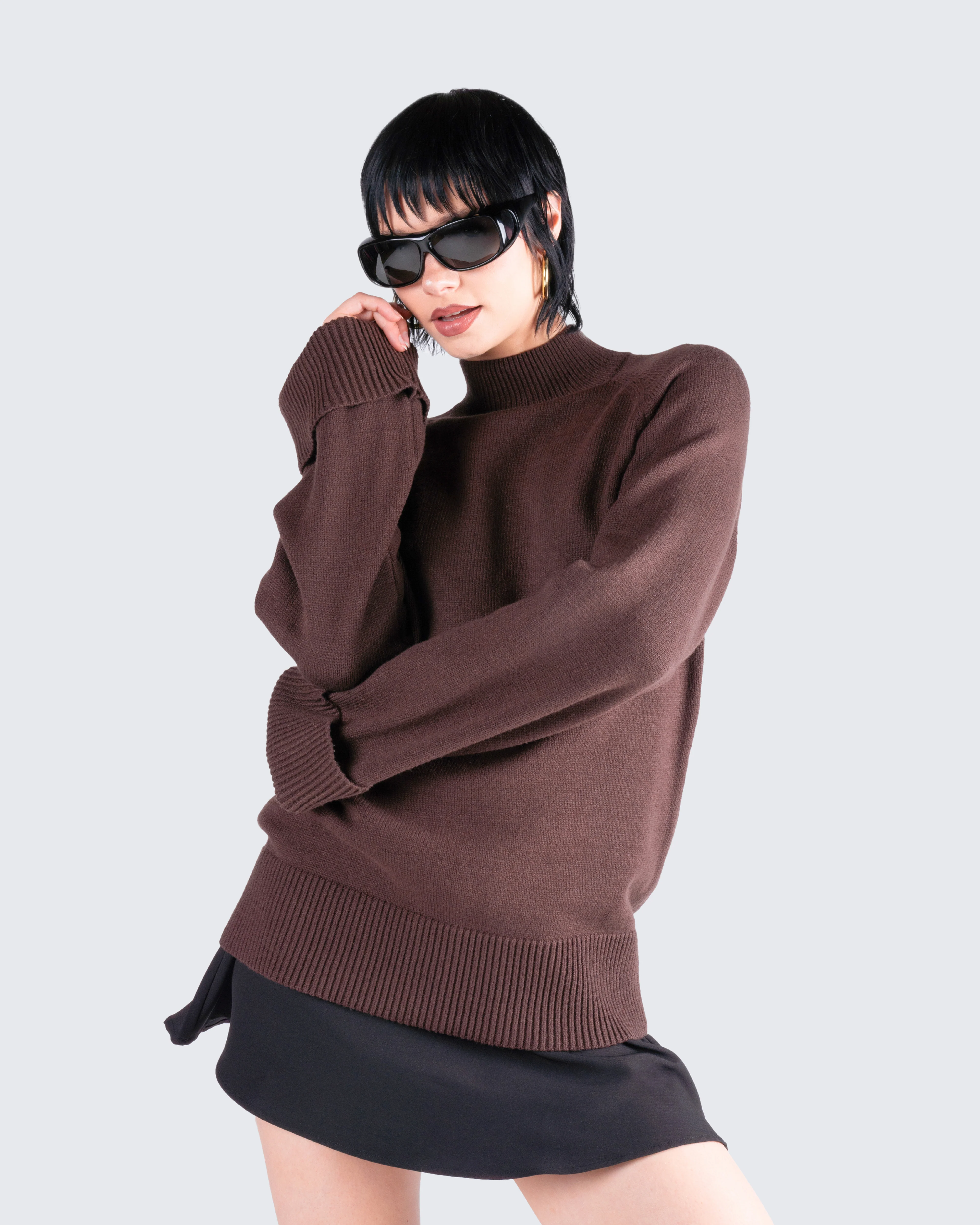 Zuri Brown Sweater Knit Top - Image 8