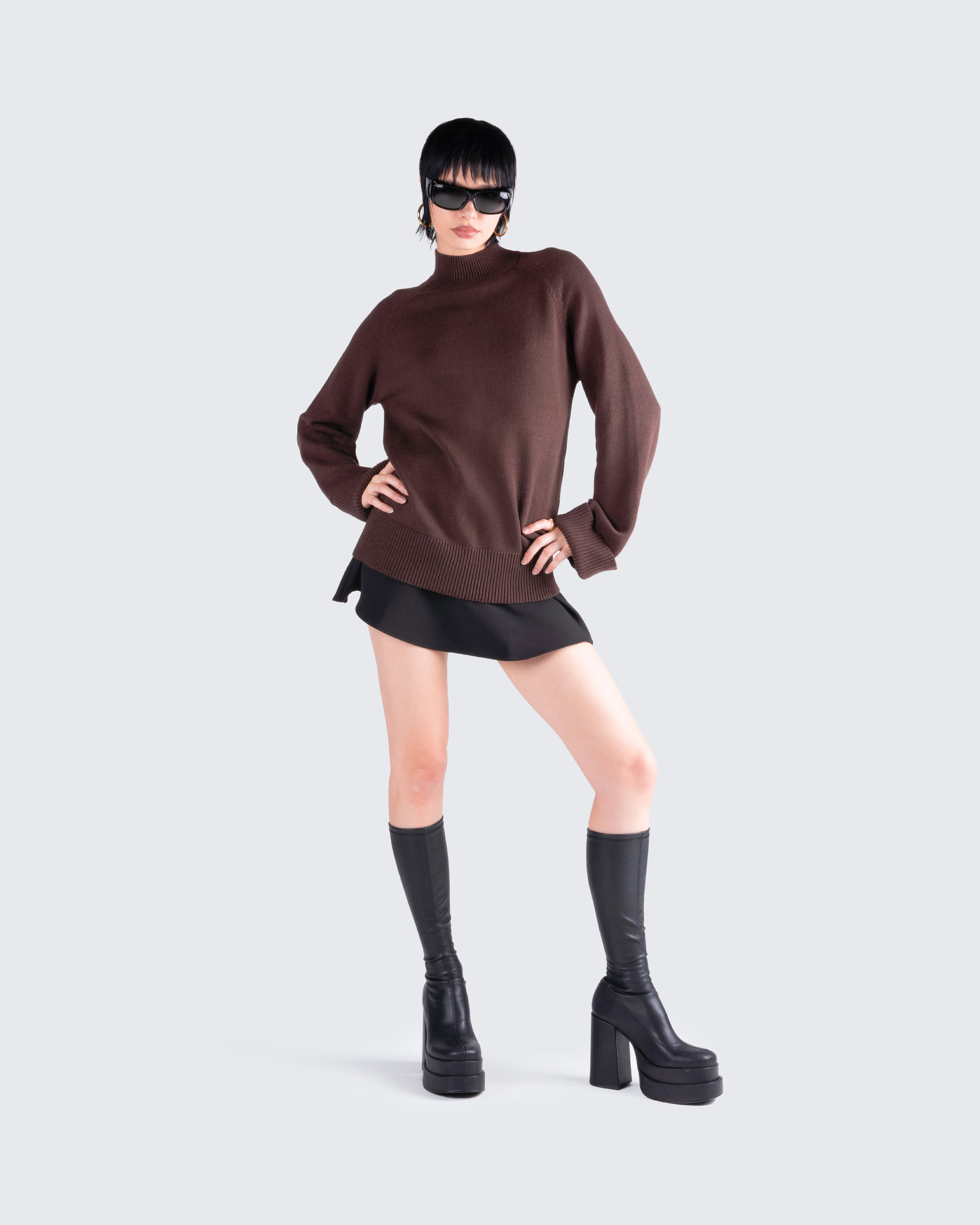 Zuri Brown Sweater Knit Top - Image 9